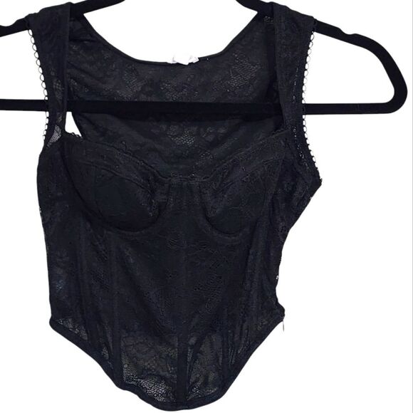 Garage Black Lace Corset Top Whimsigoth Goth Vampire Witchy XS - Picture 1 of 5